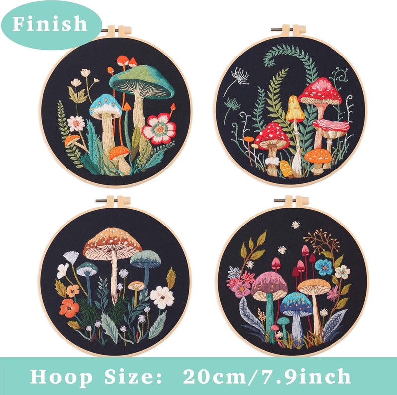 REEWISLY 4pcs of Embroidery Starter kit with Patterns and Instructions, DIY Adult Beginner Cross Stitch Kits, Including 2 Plastic Embroidery Rings, 1 Pair of Scissors, Colored Threads and Needles - Image 3